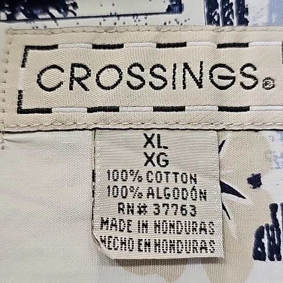 CROSSINGS, men's XL casual button-down shirt. Tropical print. EXCELLENT. - Picture 8 of 10